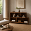 Solid Wood Media Console – Low Storage Cabinet for Living Room Decor