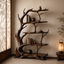Tree Branch Display Shelf – Solid Wood Decorative Shelf for Rustic Wall Decor