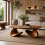 Sculptural Coffee Table Set – Solid Wood Modern Tables for Living Room Decor
