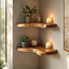 Live Edge Corner Shelves – Solid Wood Floating Shelves for Home Decor