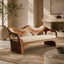 Sculptural Sofa Bench – Solid Wood Bench with Cushioned Seat