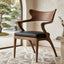 Sculptural Dining Chair – Solid Wood Accent Chair with Cushioned Seat