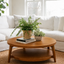 Scandinavian Round Solid Wood Coffee Table – Modern Two-Tier Design