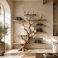 Tree Branch Bookcase – Solid Wood Display Shelf for Living Room