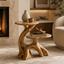 Sculptural Side Table – Solid Wood Accent Table for Living Room
