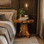 Tree Stump Nightstand – Solid Wood Bedside Table for Bedroom