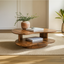 Organic Wave Walnut Coffee Table – Sculptural Two-Tier Design
