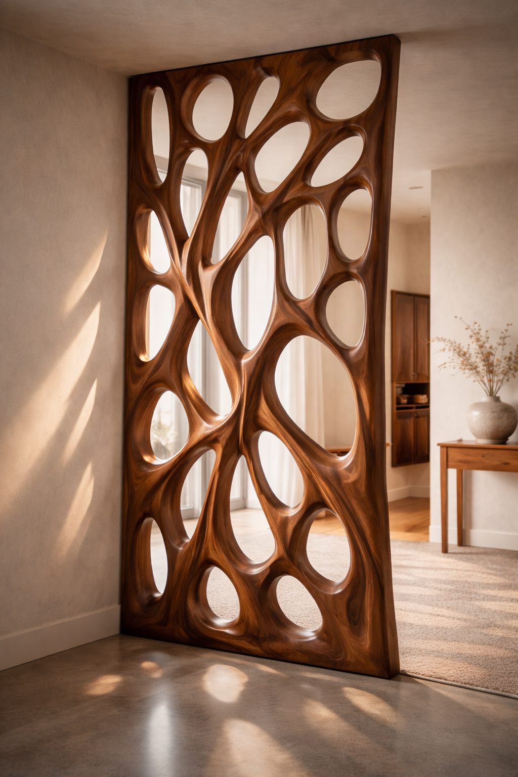 Wooden Living Room Partitions | Warm & Artistic Space Dividers