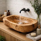 Petrified Wood Vessel Sink – Natural Fossil Wood Bathroom Vanity Bowl