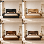 Live Edge Storage Bed – Solid Wood Bed Frame with Sculptural Headboard