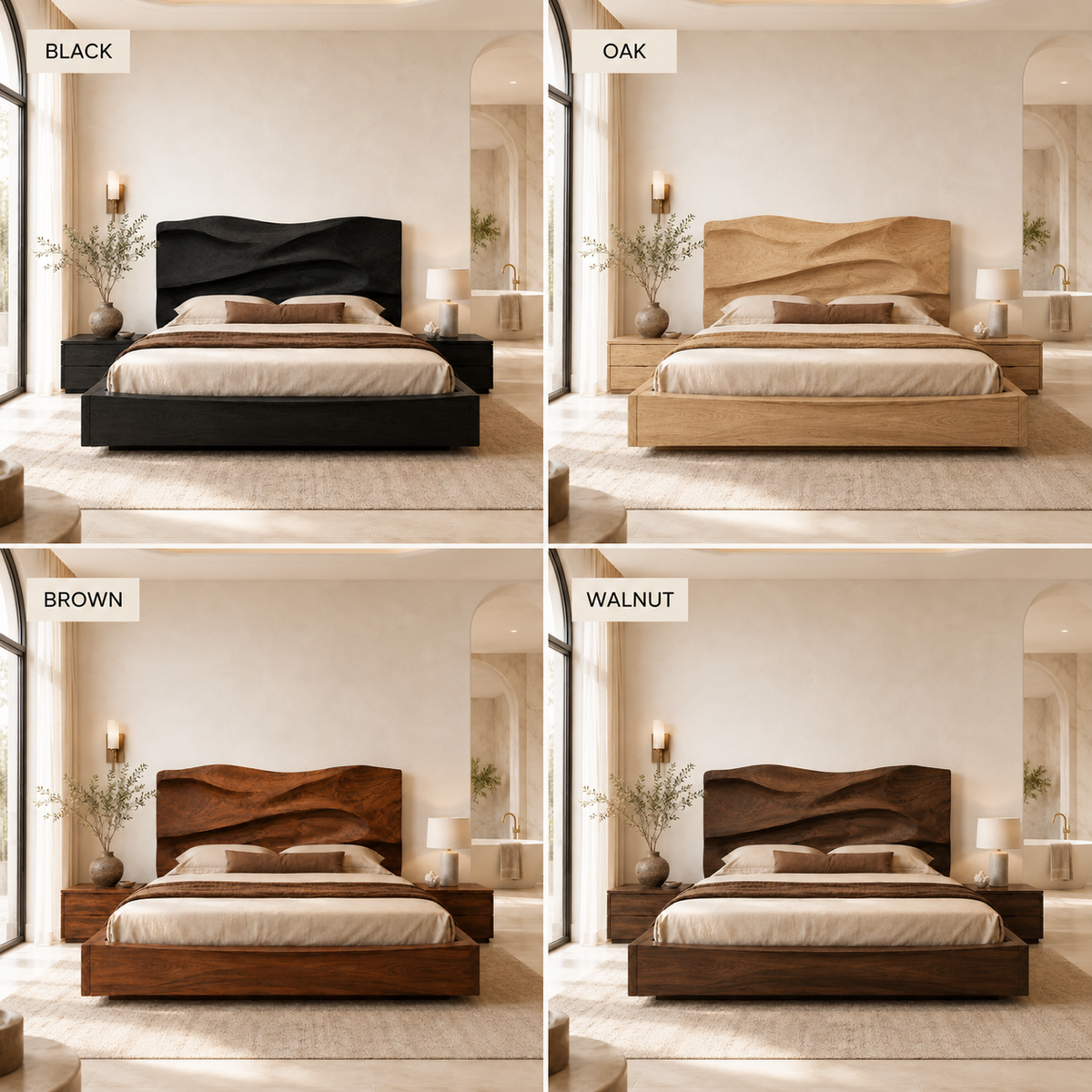 Live Edge Bed Frame – Solid Wood Bed with Sculptural Headboard