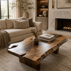 Live Edge Coffee Table – Solid Wood Rustic Table for Living Room
