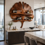 Ginkgo Leaf Wood Wall Shelf – Solid Wood Wine Display Shelf for Dining Room Decor