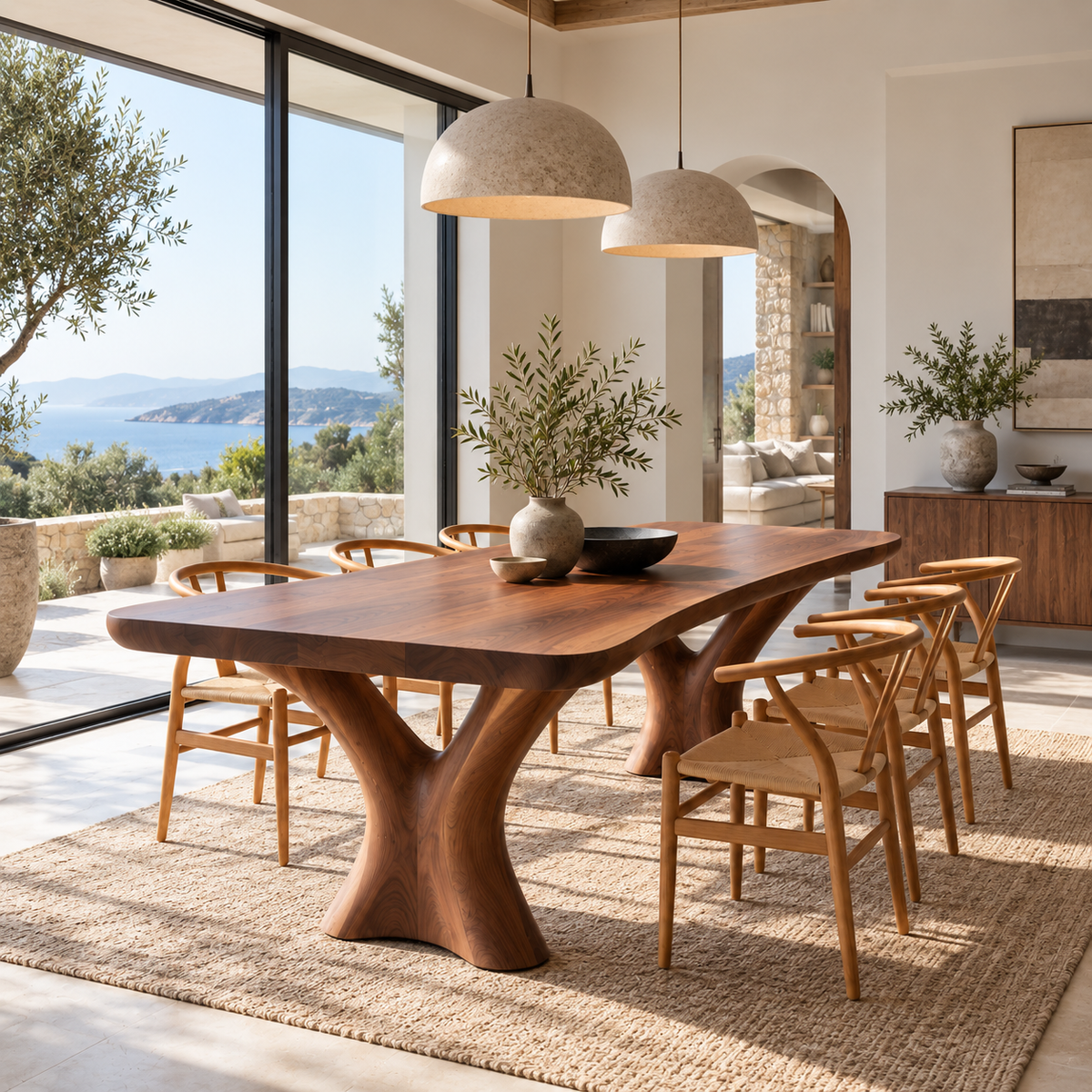 Sculptural Branch Base Wood Dining Table