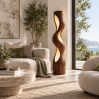Sculptural Wave Wood Floor Lamp