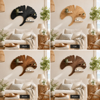 Ginkgo Leaf Wood Wall Shelf – Solid Wood Floating Display Shelf for Living Room Decor