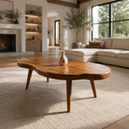 Round Coffee Table – Solid Wood Table for Living Room