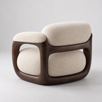 Sculptural Bouclé Swivel Lounge Chair