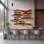 Wooden Wall-Mounted Wine Rack – Sculptural Display