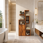 Wood Bathroom Storage Cabinet – Solid Wood Shelf Cabinet for Bathroom Decor