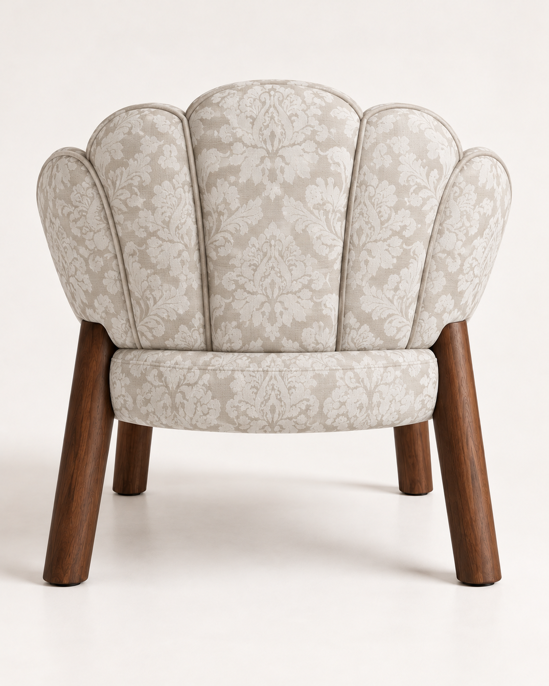 Petal Back Upholstered Accent Chair with Walnut Legs