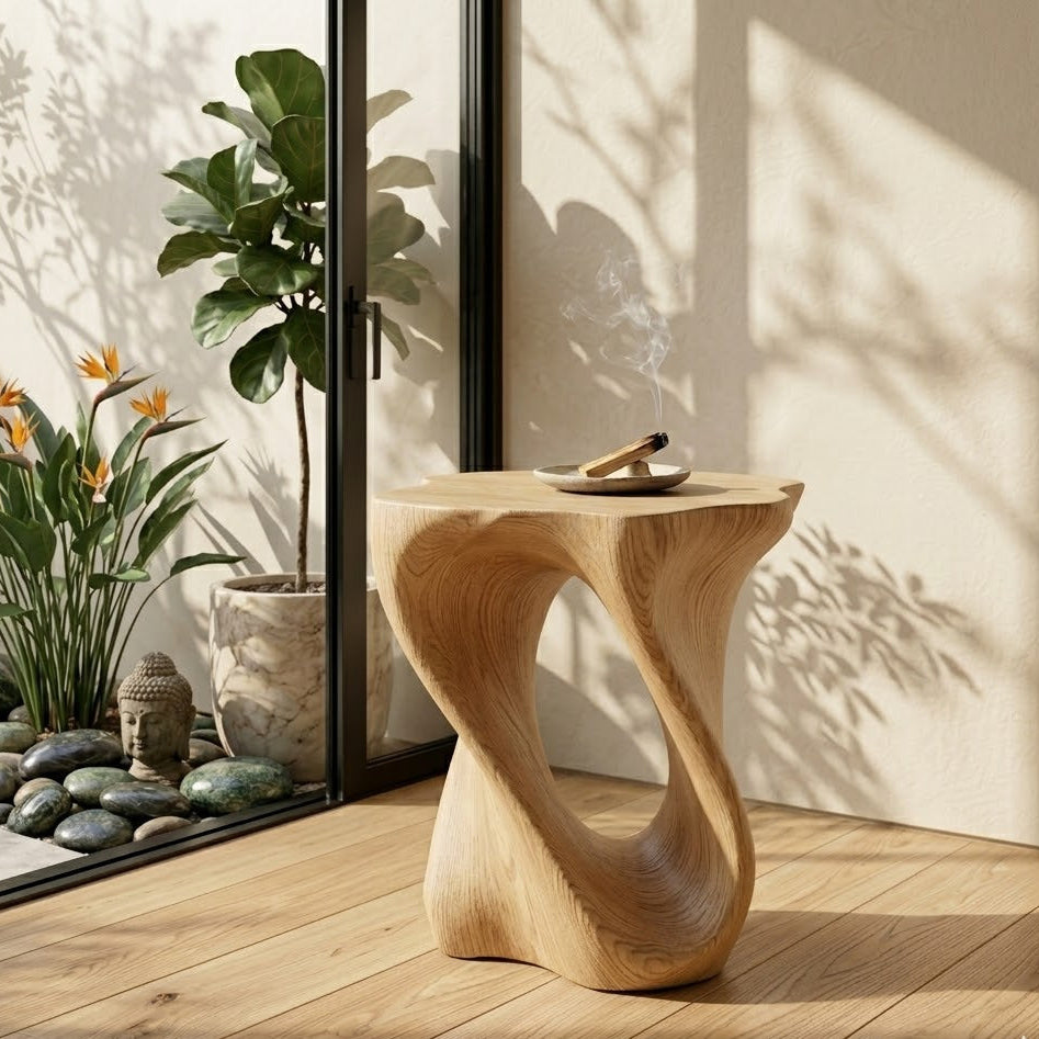 Twisted Live-Edge Table – Sculptural Solid Wood Art for Modern Home