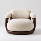 Sculptural Bouclé Swivel Lounge Chair