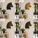 Horse Head Wood Wall Art – Solid Wood 3D Animal Sculpture for Entryway Decor