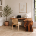 Live Edge L-Shaped Wood Desk – Solid Wood Corner Office Desk with Natural Edge for Home Office Decor