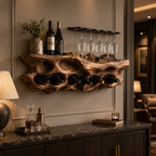 Wall-Mounted Wine Rack – Solid Wood Bottle Holder for Home Bar
