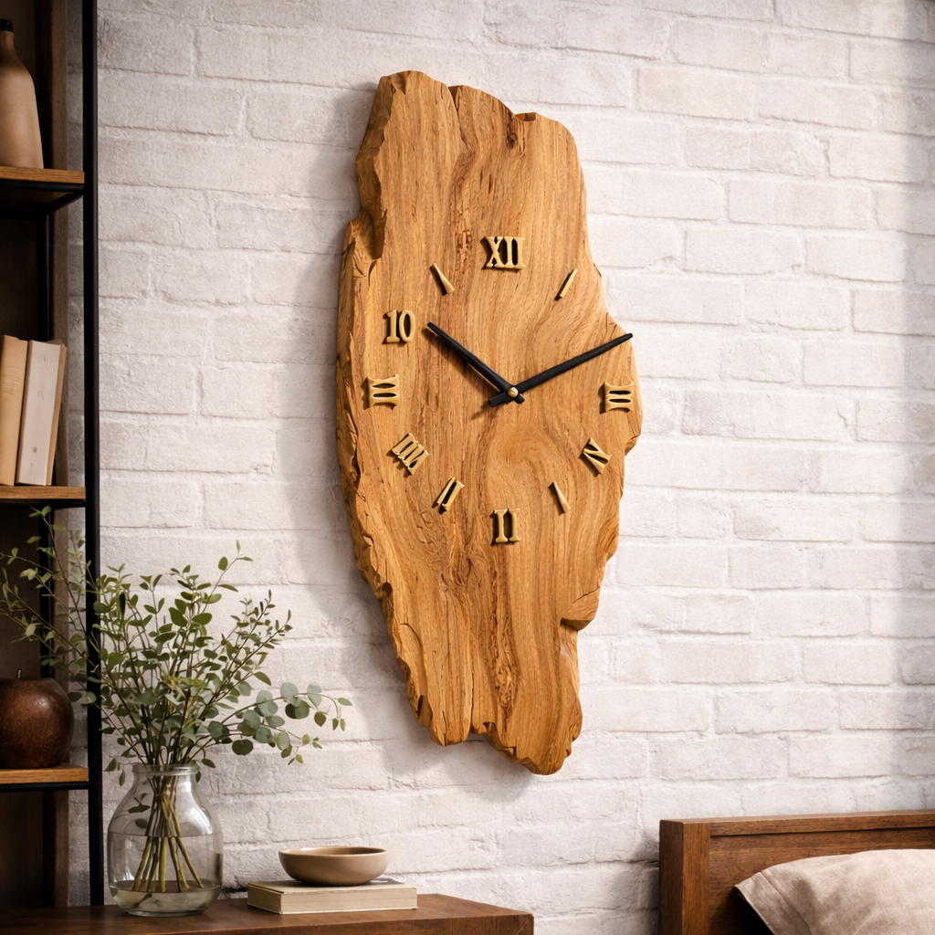 Live Edge Wall Clock – Solid Wood Rustic Clock for Modern Farmhouse Decor