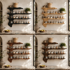 Wall-Mounted Spice Rack – Solid Wood Kitchen Organizer Shelf