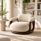 Sculptural Bouclé Swivel Lounge Chair