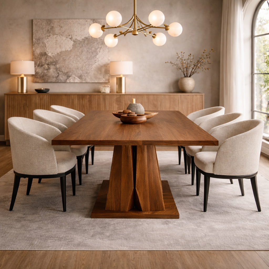 Sculptural Dining Table – Handmade Solid Wood Table for Modern Dining Room