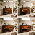 Rounded Wood Bar Cabinet – Solid Wood Wine Storage Cabinet for Living Room Decor