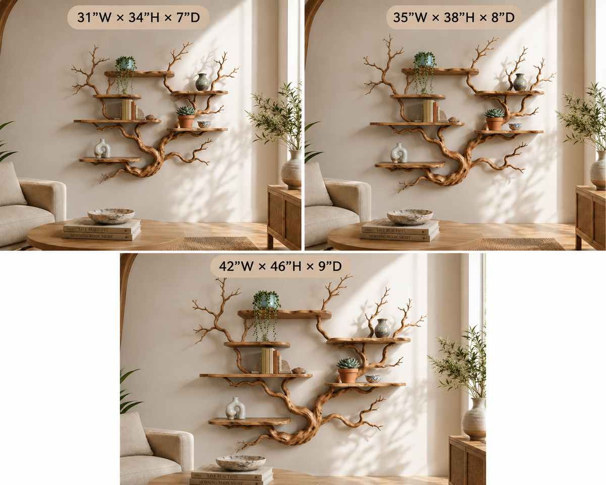 Tree Branch Wall Shelf – Solid Wood Display Shelf for Living Room