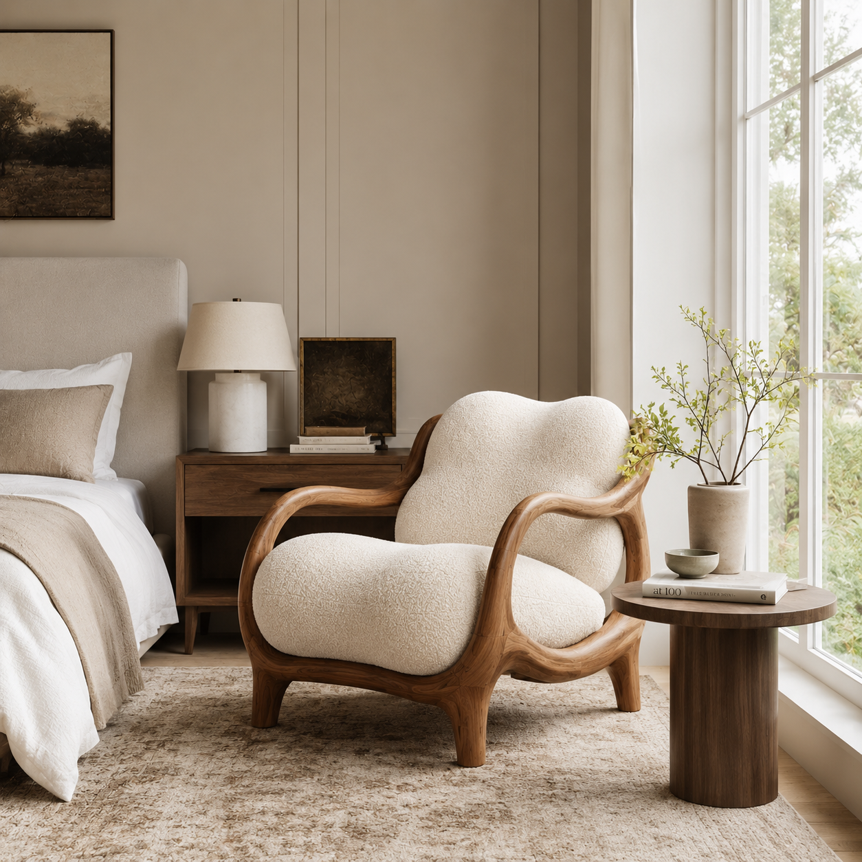 Organic Sculptural Wood Lounge Chair