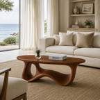 Sculptural Wave Wooden Coffee Table – Modern Curved Design