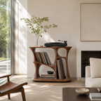 Sculptural Side Table – Solid Wood Accent Table for Living Room