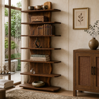 Tall Bookcase – Solid Wood Display Shelf for Living Room