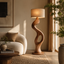 Sculptural Wood Floor Lamp – Solid Wood Standing Lamp for Living Room Decor