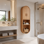 Arched Wood Bathroom Cabinet – Solid Wood Wall Mounted Storage Cabinet for Bathroom Decor