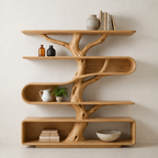 Tree Branch Bookcase – Sculptural Solid Wood Display Shelf