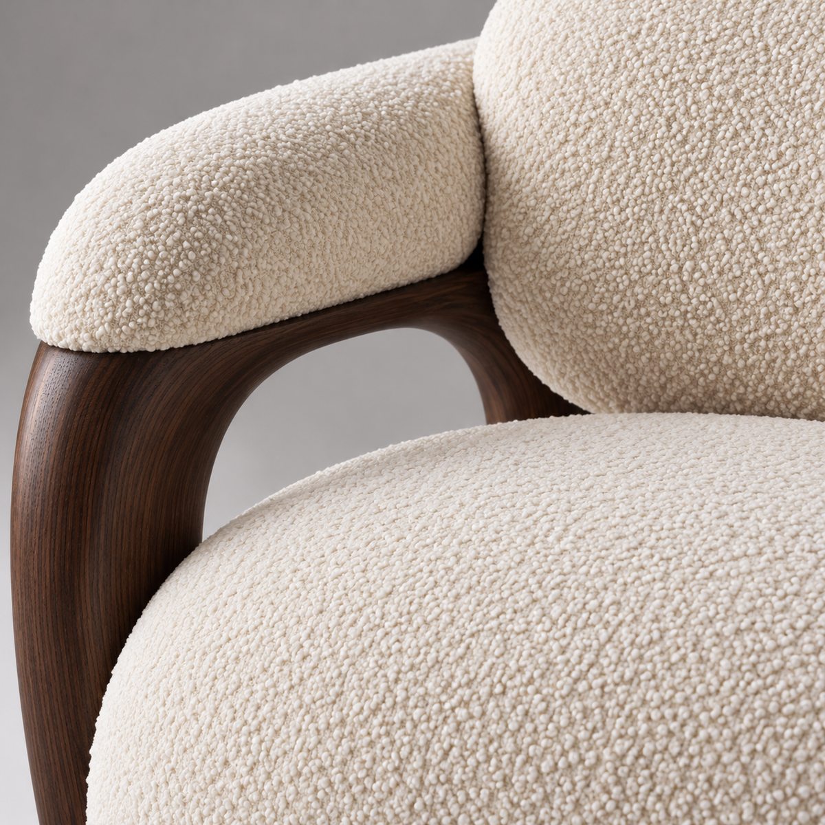 Sculptural Bouclé Swivel Lounge Chair