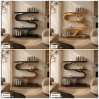 S-Shaped Bookcase – Sculptural Solid Wood Shelf for Living Room