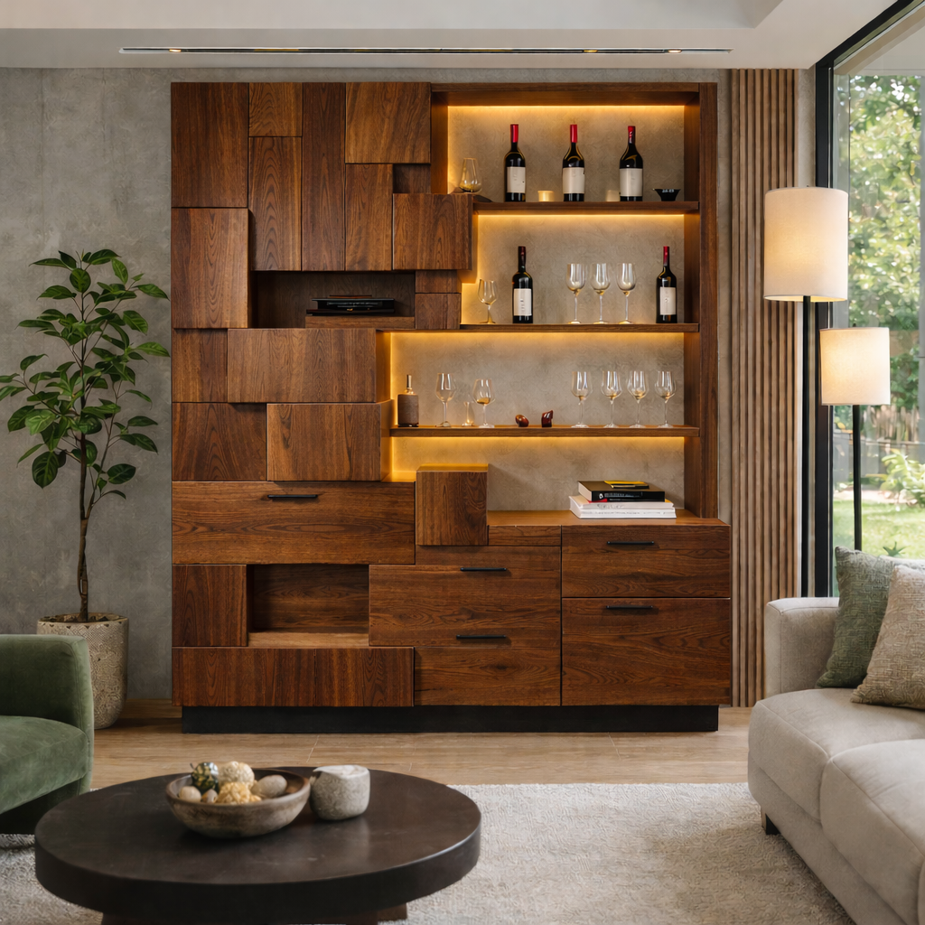 Wall Cabinet – Solid Wood Storage Cabinet with Open Shelves