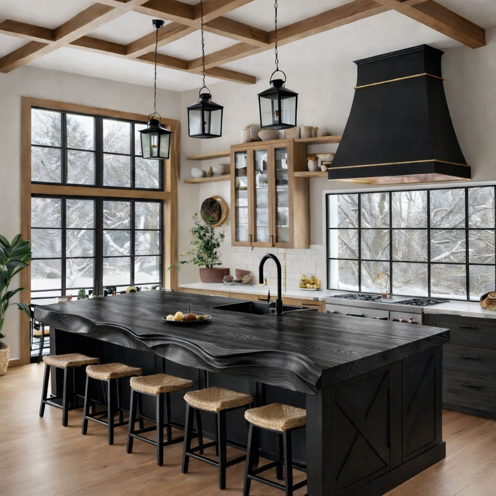 Solid Wood Kitchen Island Table – Modern Natural Furniture for Kitchens