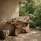 Sculptural Bathroom Vanity – Solid Wood Modern Vanity for Bathroom Decor