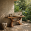 Sculptural Bathroom Vanity – Solid Wood Modern Vanity for Bathroom Decor