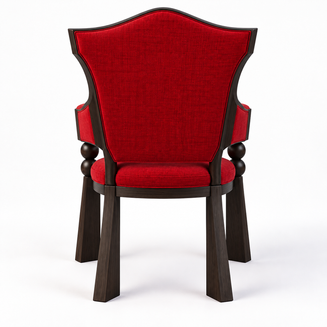 High-Back Red Upholstered Wood Armchair Main Image